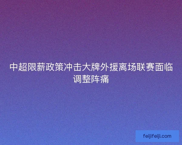 中超限薪政策冲击大牌外援离场联赛面临调整阵痛